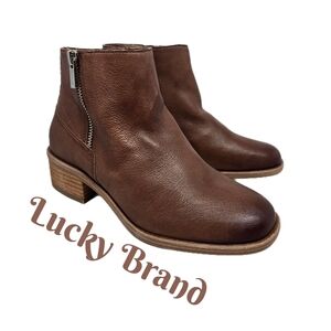 Lucky Brand Womens Boots Sz 5M Baelee Brown Leather Distressed Coloring Thru out